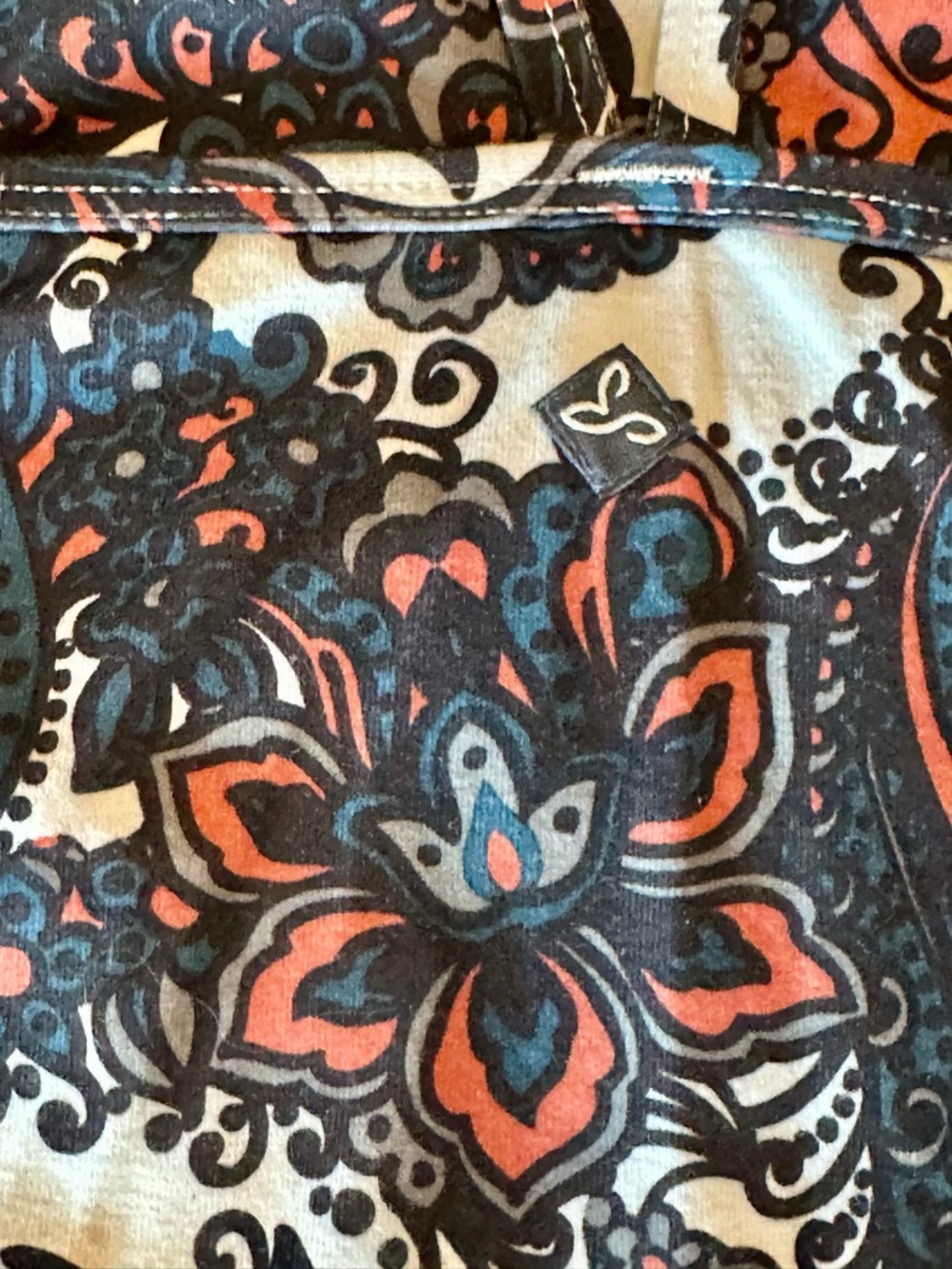 prAna Paisley Print Strappy Back Yoga Tank Top NWOT Blue Coral and Creamy White - Picture 5 of 13
